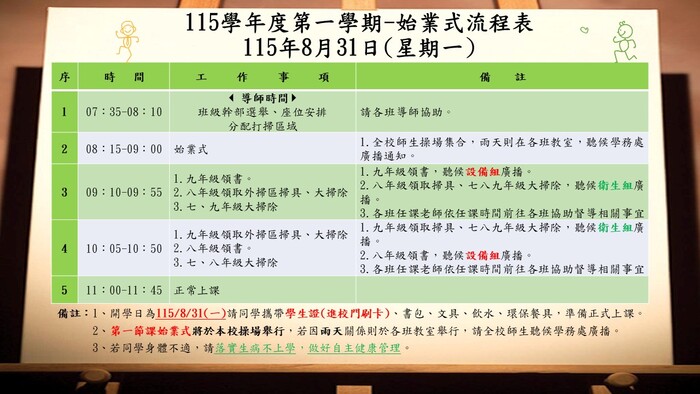 115學年度第一學期始業式流程